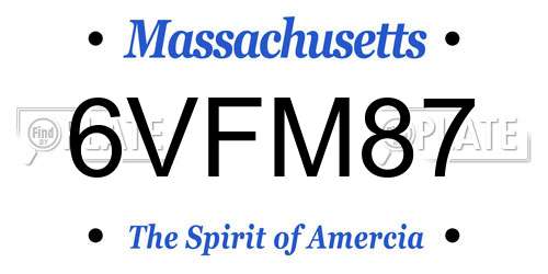 6VFM87 Massachusetts License Plate