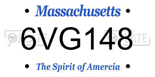 6VG148 Massachusetts License Plate