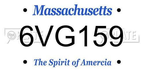 6VG159 Massachusetts License Plate