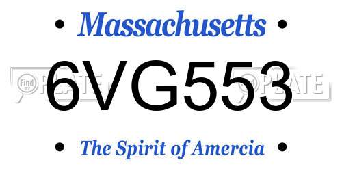 6VG553 Massachusetts License Plate
