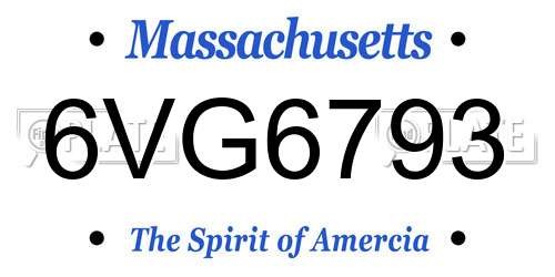 6VG6793 Massachusetts License Plate
