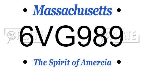 6VG989 Massachusetts License Plate