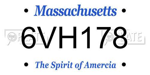 6VH178 Massachusetts License Plate