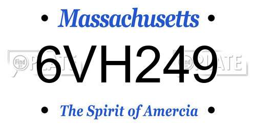 6VH249 Massachusetts License Plate