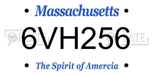 6VH256 Massachusetts License Plate