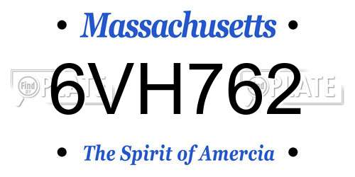 6VH762 Massachusetts License Plate