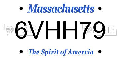 6VHH79 Massachusetts License Plate