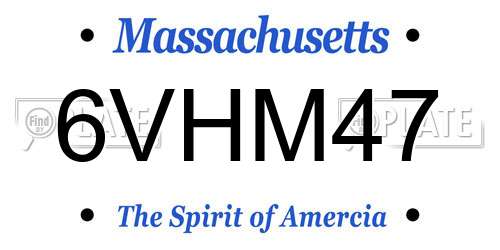6VHM47 Massachusetts License Plate
