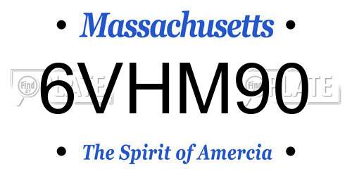 6VHM90 Massachusetts License Plate