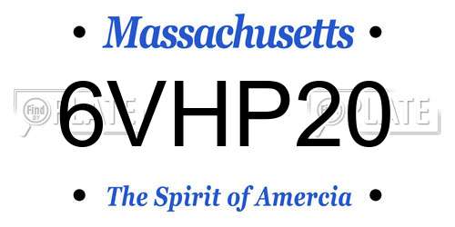 6VHP20 Massachusetts License Plate