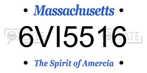 6VI5516 Massachusetts License Plate