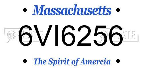 6VI6256 Massachusetts License Plate