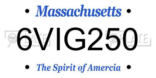 6VIG250 Massachusetts License Plate