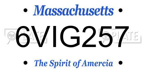 6VIG257 Massachusetts License Plate