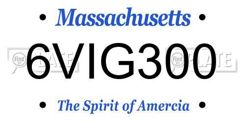 6VIG300 Massachusetts License Plate