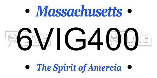 6VIG400 Massachusetts License Plate