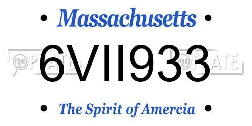 6VII933 Massachusetts License Plate