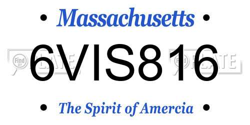 6VIS816 Massachusetts License Plate