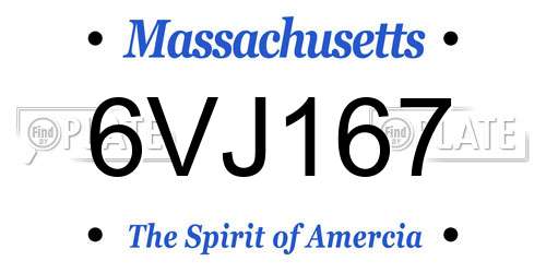 6VJ167 Massachusetts License Plate
