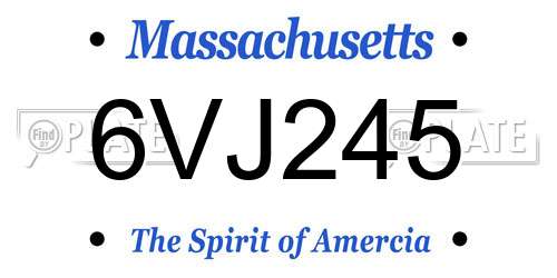 6VJ245 Massachusetts License Plate