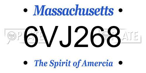 6VJ268 Massachusetts License Plate
