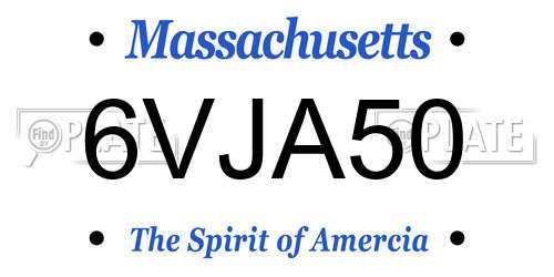 6VJA50 Massachusetts License Plate