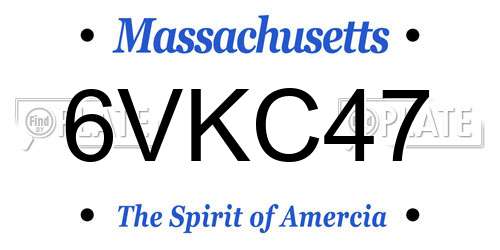 6VKC47 Massachusetts License Plate