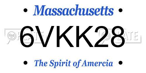 6VKK28 Massachusetts License Plate