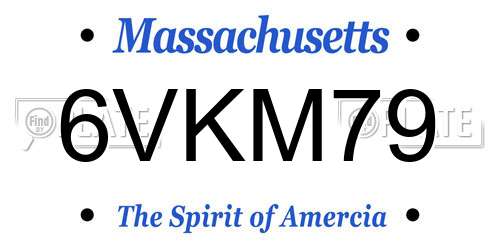 6VKM79 Massachusetts License Plate