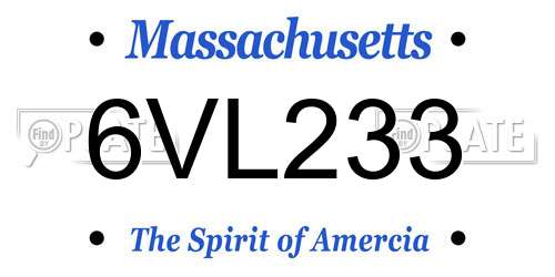 6VL233 Massachusetts License Plate