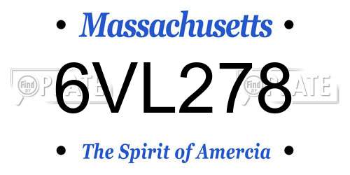 6VL278 Massachusetts License Plate