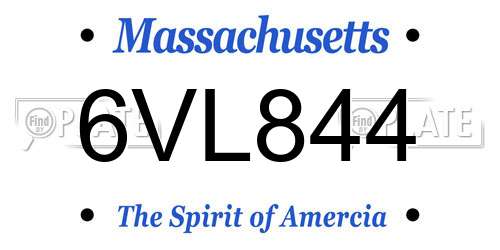 6VL844 Massachusetts License Plate