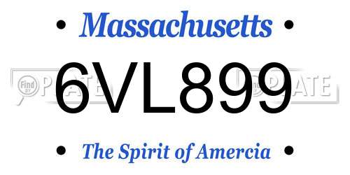 6VL899 Massachusetts License Plate