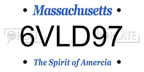 6VLD97 Massachusetts License Plate