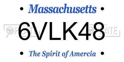 6VLK48 Massachusetts License Plate
