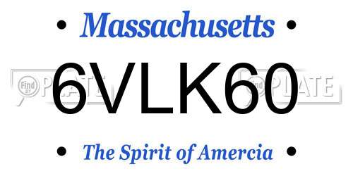 6VLK60 Massachusetts License Plate
