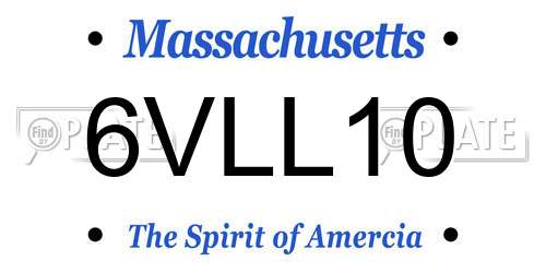 6VLL10 Massachusetts License Plate