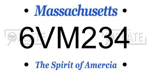 6VM234 Massachusetts License Plate