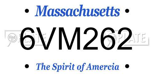 6VM262 Massachusetts License Plate