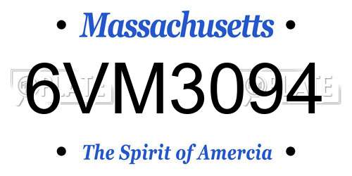 6VM3094 Massachusetts License Plate