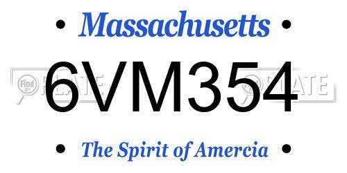 6VM354 Massachusetts License Plate