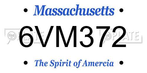 6VM372 Massachusetts License Plate