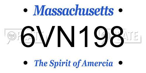 6VN198 Massachusetts License Plate