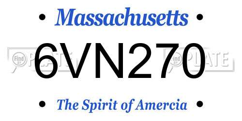 6VN270 Massachusetts License Plate