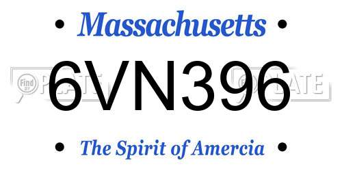 6VN396 Massachusetts License Plate