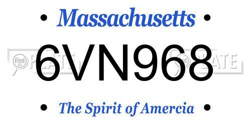 6VN968 Massachusetts License Plate