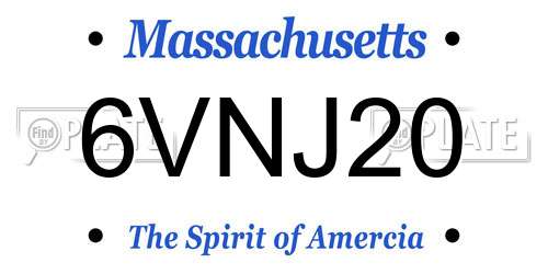 6VNJ20 Massachusetts License Plate