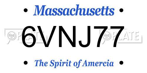 6VNJ77 Massachusetts License Plate