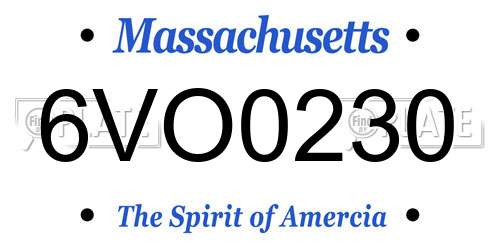 6VO0230 Massachusetts License Plate