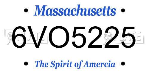 6VO5225 Massachusetts License Plate